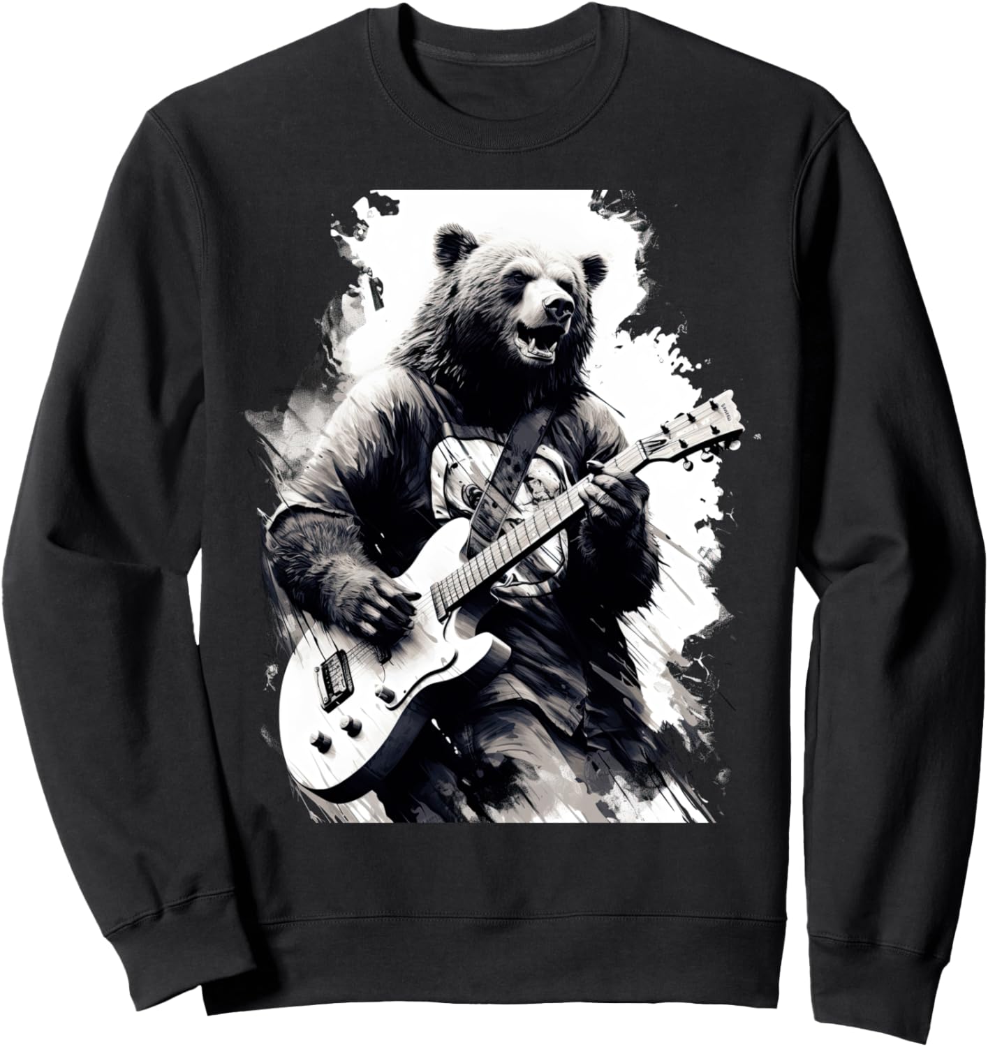 

Крутая толстовка с изображением медведя, играющего на бас-гитаре, гитариста и рокера Rock Starsanimalsrock Guitarsdesign, черный