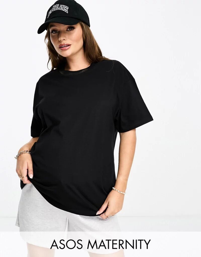 

Черная оверсайз-футболка ASOS DESIGN Maternity Ultimate, Черный, Черная оверсайз-футболка ASOS DESIGN Maternity Ultimate