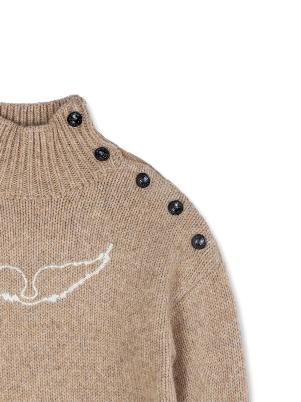 Свитер с высоким воротником и пуговицами Zadig & Voltaire Kids, коричневый — фото 3