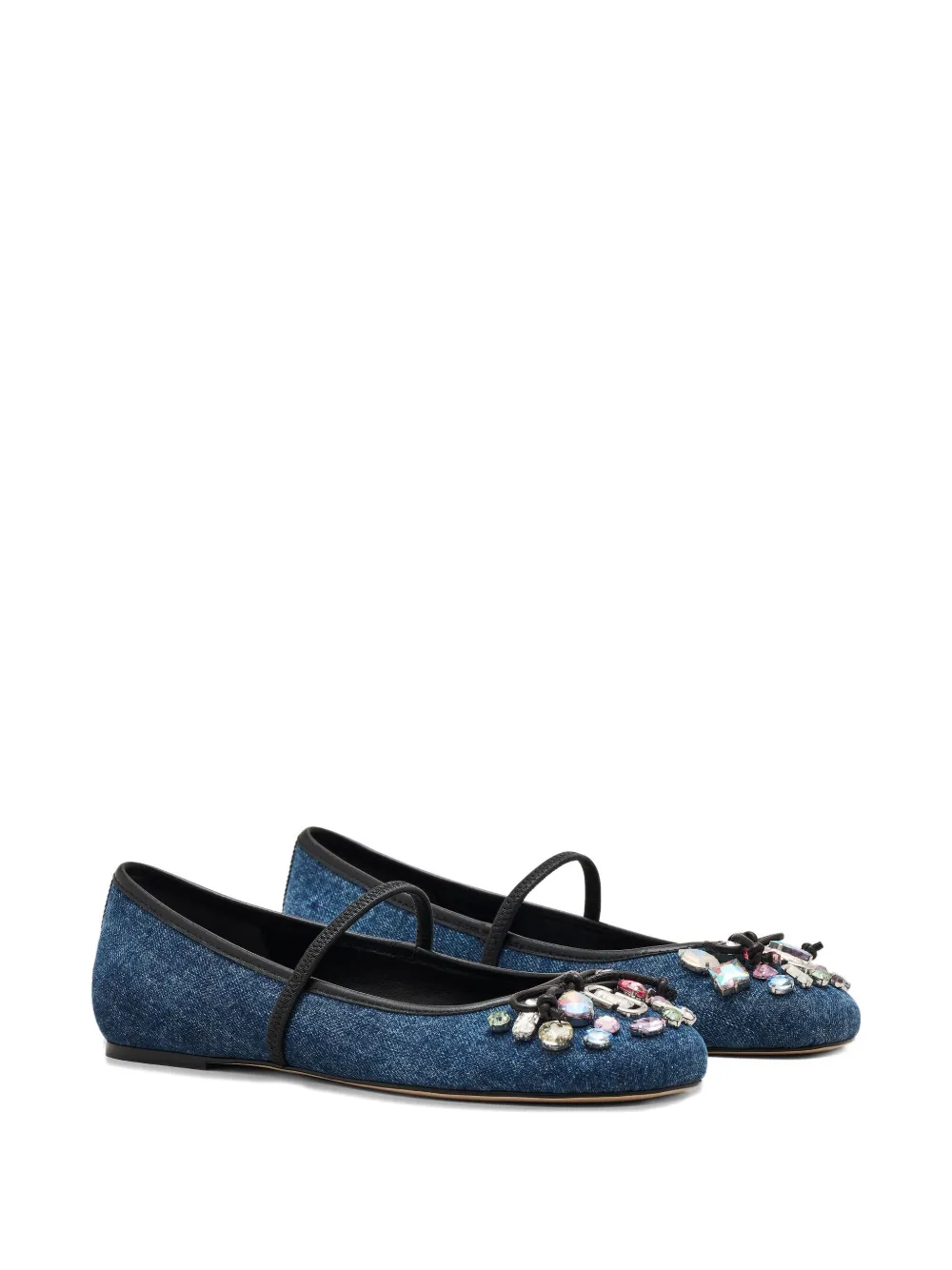 Балетки The Gem Denim с кристаллами MARC JACOBS, синий — фото 2