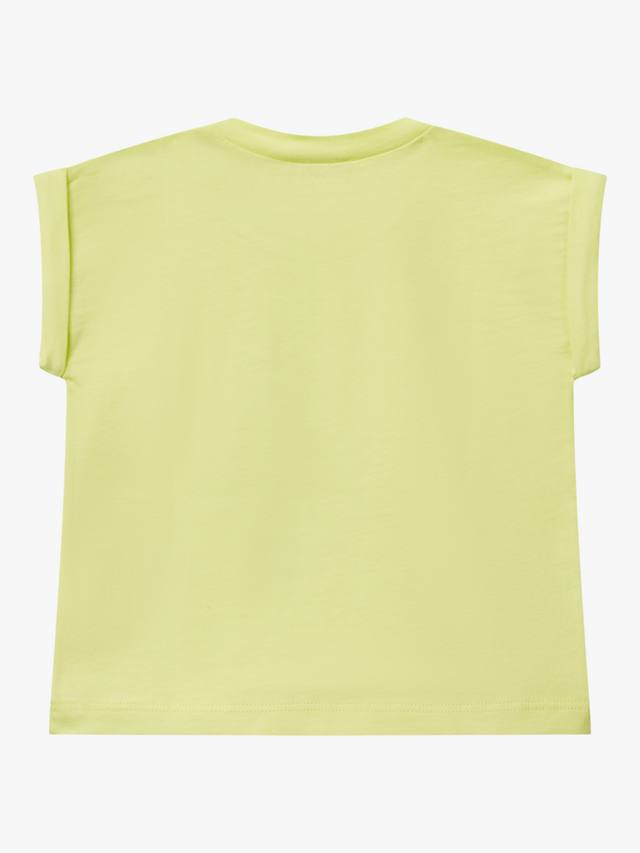 Детский хлопковый топ с коротким рукавом и принтом Benetton, Lime — фото 2