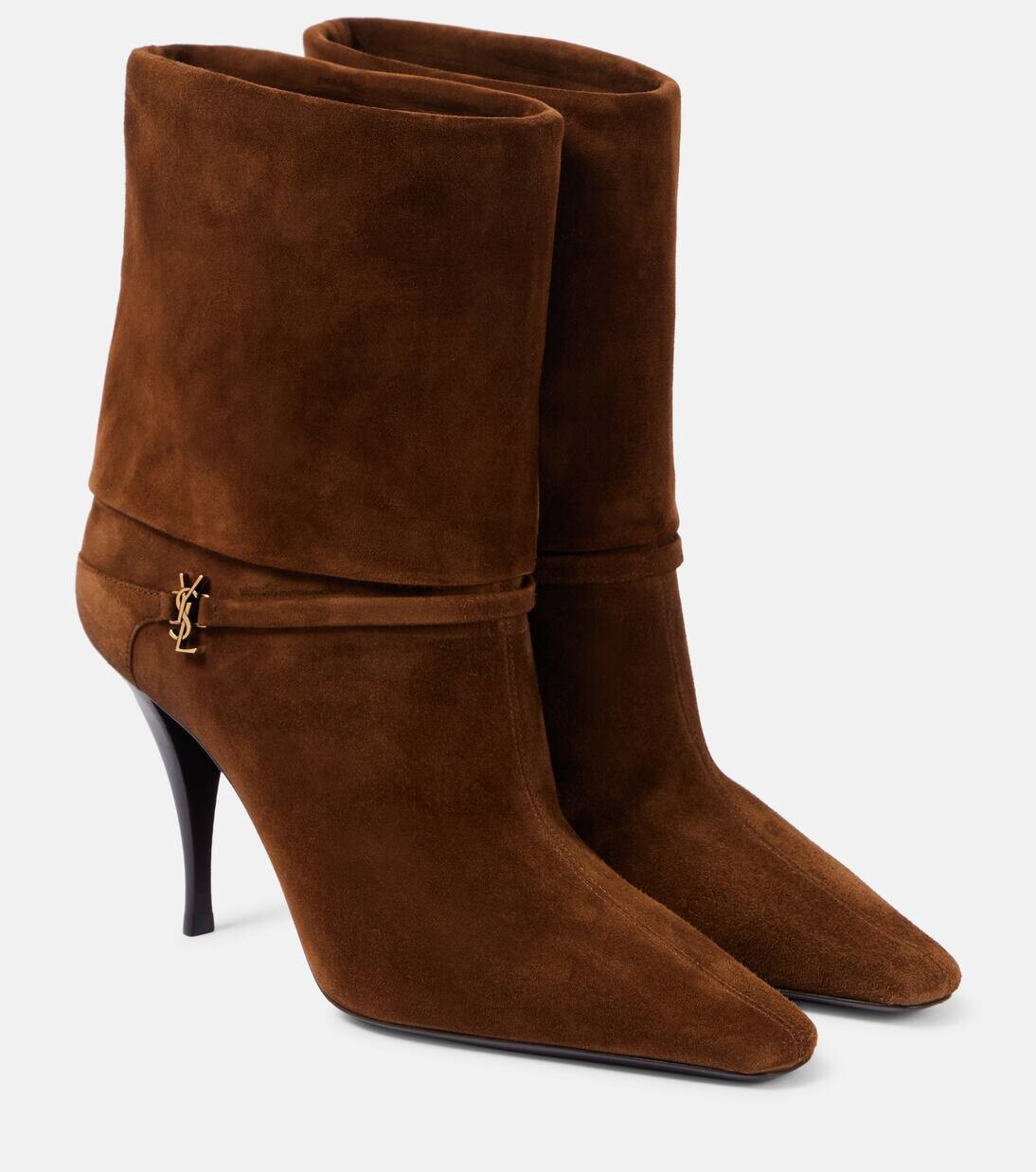 Замшевые ботильоны Vicky 90 Saint Laurent, цвет paris texas (light bronze)