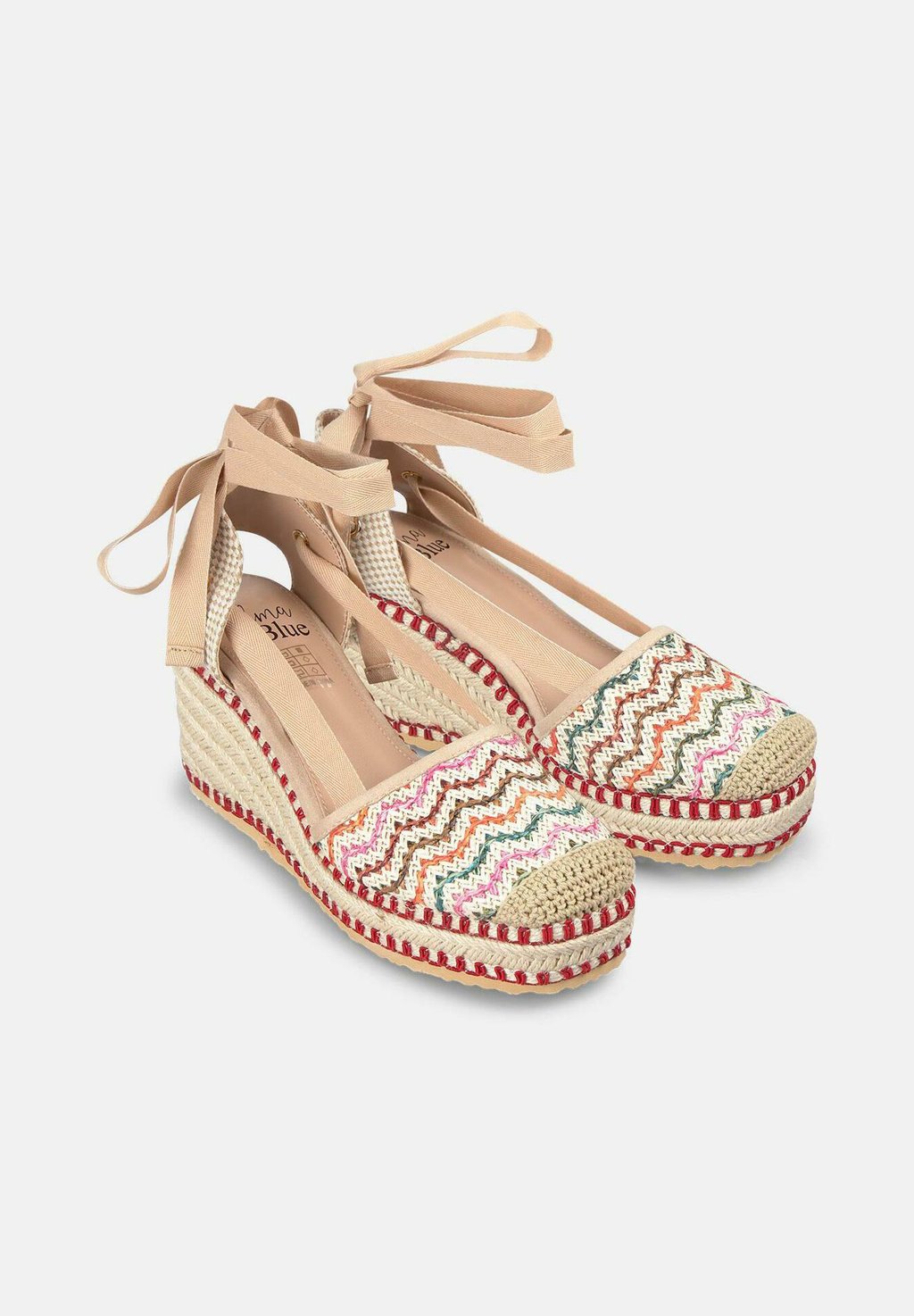 Туфли на каблуке CUÑAS CON PUNTERA REDONDEADA Y CIERRE CON CORDONES Alma Blue, красный — фото 2