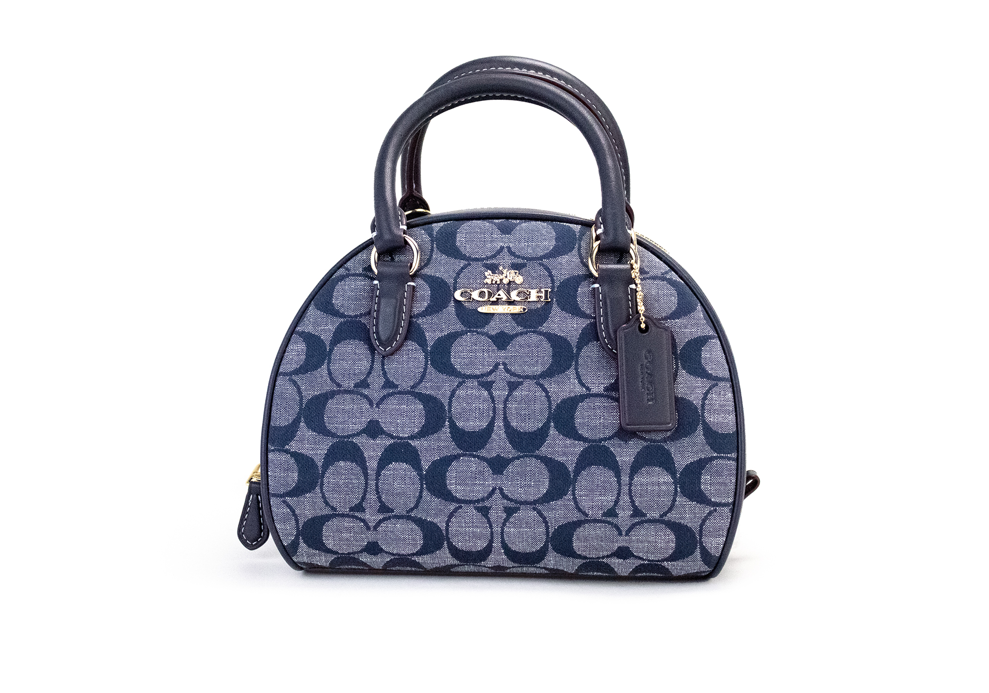 

Сумка-портфель из ткани шамбре Sydney Small Denim Multi Signature Coach