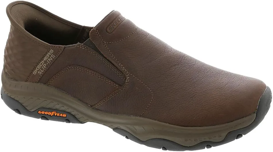 Мужские слипоны Skechers USA Craster - Lanigan с круглым носком и кожаной верхней частью с эластичными вставками — фото 4