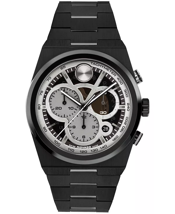 

Мужские часы Bold Quest Swiss Quarter Chrono с ионным покрытием, черные, стальные, 40 мм Movado, black