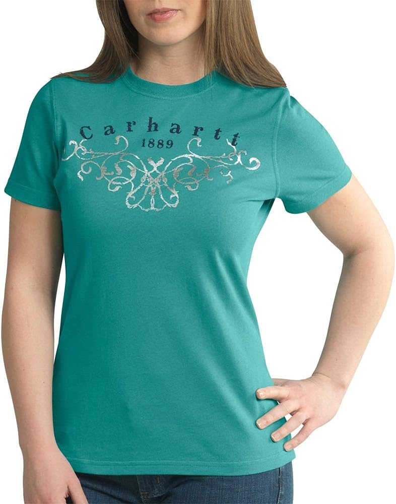 

Carhartt Women's WK036 Women's 1889 Scroll футболка с коротким рукавом, Aquamarine, Синий, Carhartt Women's WK036 Women's 1889 Scroll футболка с коротким рукавом, Aquamarine