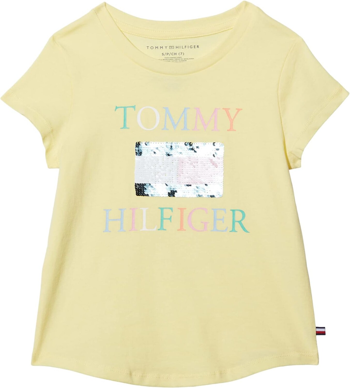 

Футболка Tommy Hilfiger Sequin Flag Tee, цвет Lemonade