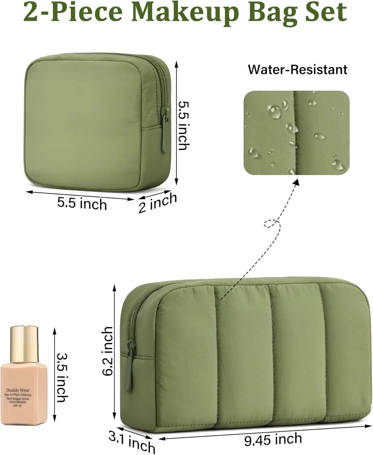 Набор водонепроницаемых косметичек от oscaurt No brand, Army Green — фото 2