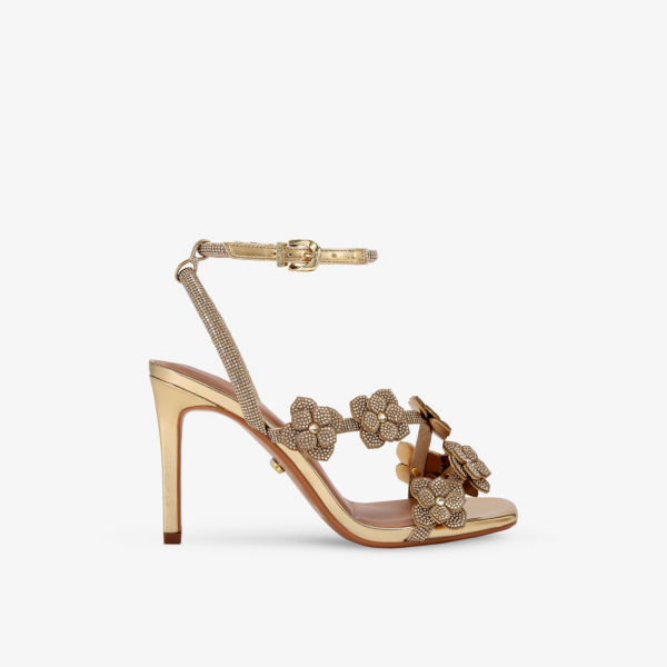 Босоножки на каблуке Carvela Petalo с пайетками и стразами из искусственной кожи металлик, золотой