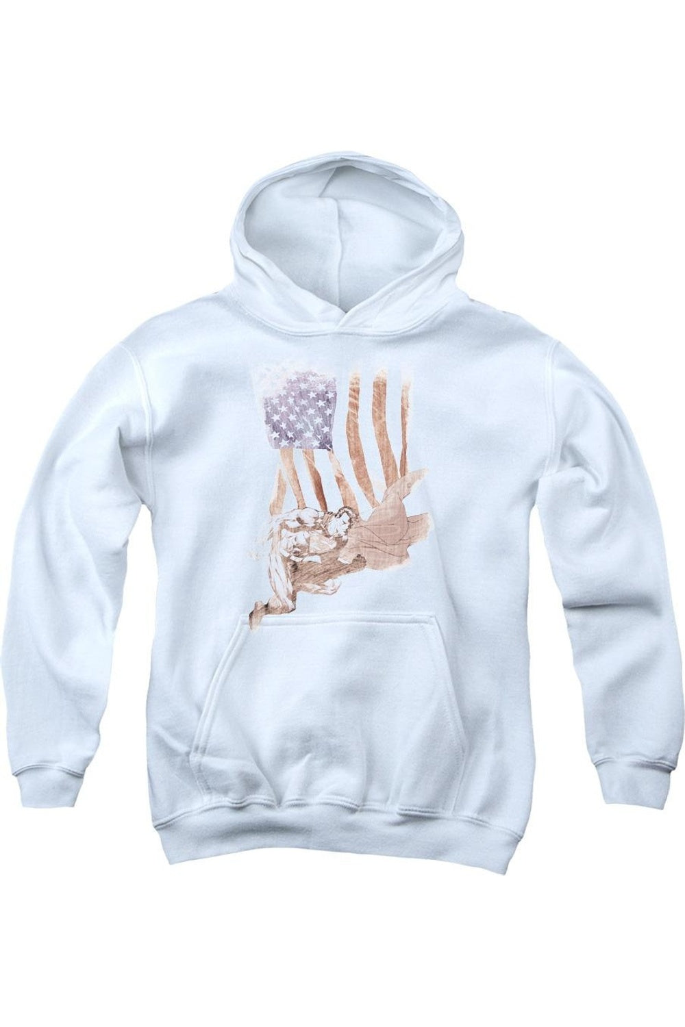 

Супермен Супер Американская молодежная толстовка с капюшоном Gildan, белый