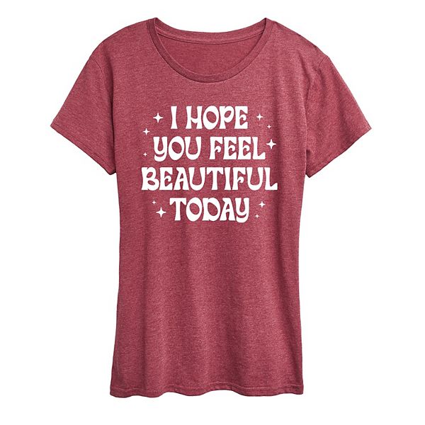 

Футболка женская i hope you feel beautiful today Licensed Character, Heather Wine, Красный, Футболка женская i hope you feel beautiful today Licensed Character, Heather Wine