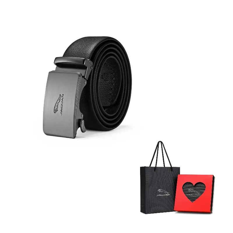 

JAGUAR Мужской кожаный ремень из коровьей кожи черный шириной 3.4 см, Black