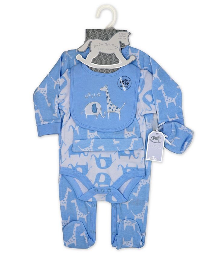 Подарочный набор из 6 предметов для новорожденных Layette Safari Rock-A-Bye Baby Boutique, синий — фото 3