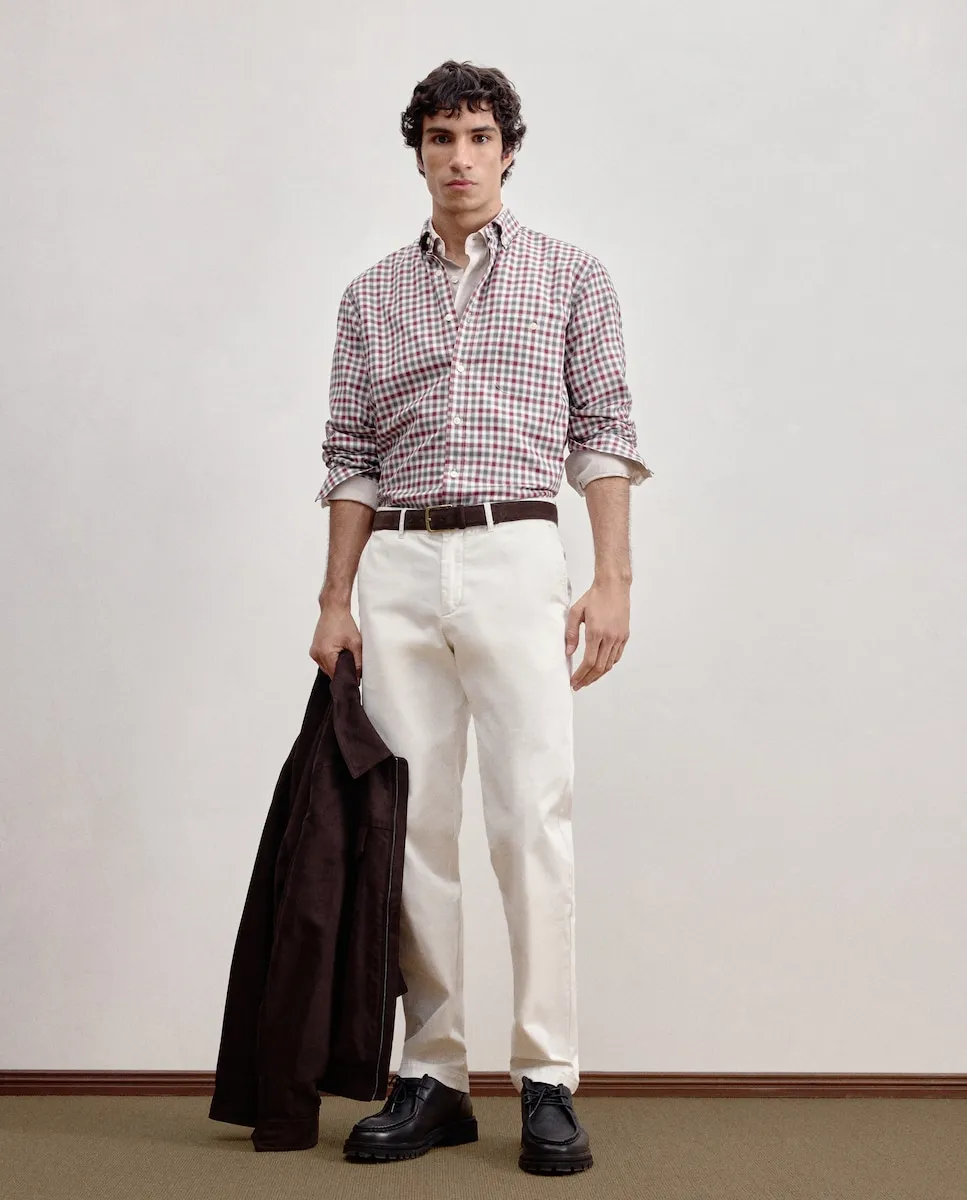 

Рубашка спортивная из твила в клетку виши двухцветная Dustin