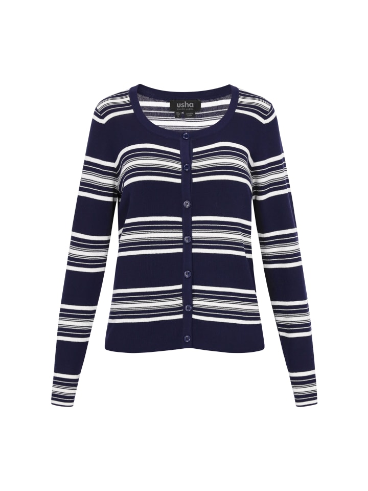 

Usha BLACK LABEL Женский кардиган темно-синего и кремового цвета