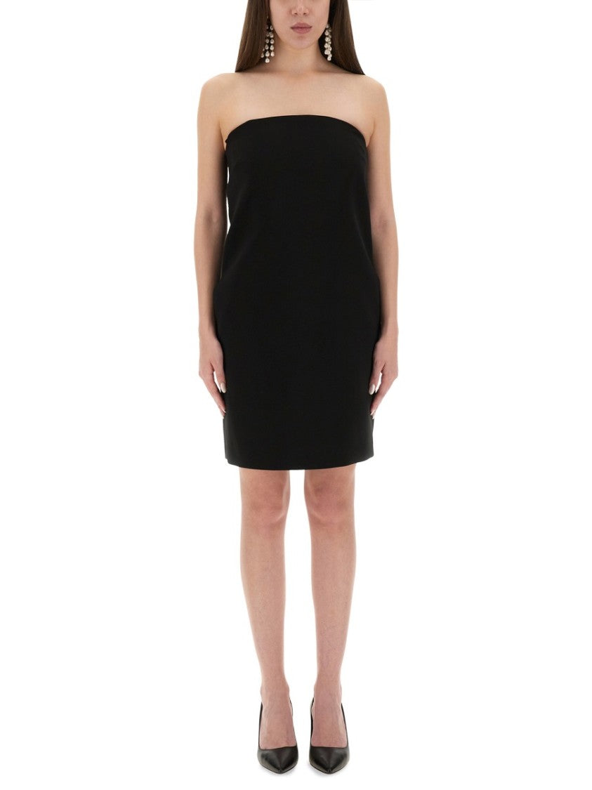

Облегающее платье-футляр без бретелей с бантом Moschino, черный