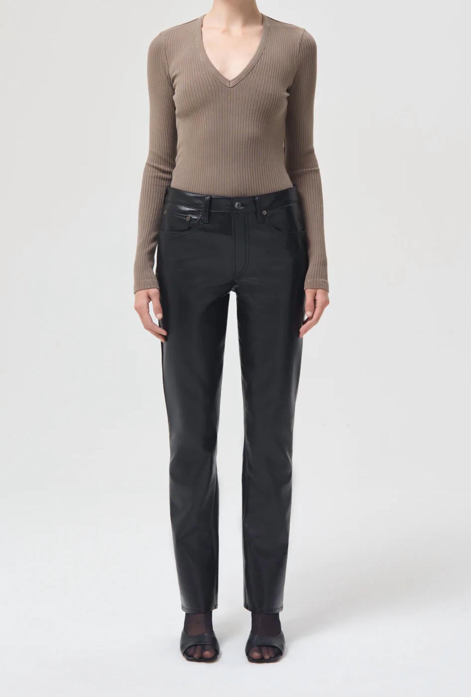 

Топ Tavi Deep V в бискотти AGOLDE, цвет biscotti