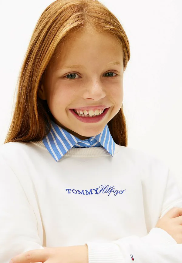 Толстовка свободного кроя из махровой ткани с блестящим логотипом Tommy Hilfiger, Off White — фото 4