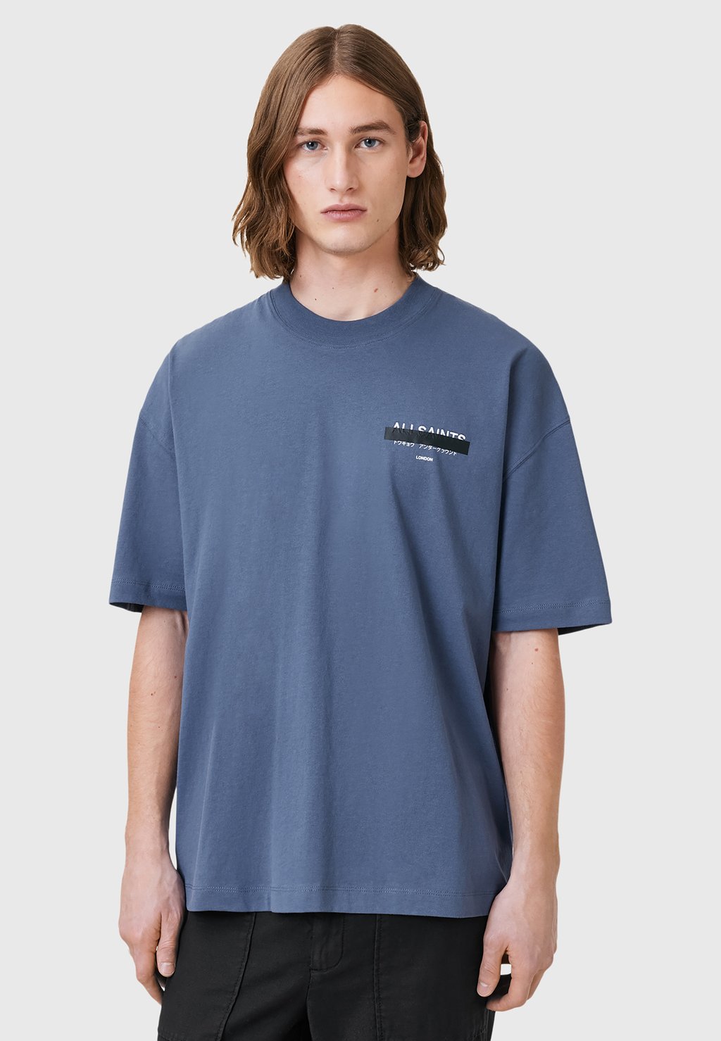 

Футболка с принтом REDACT CREW AllSaints, синий