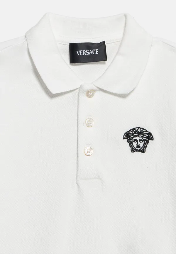 Рубашка-Поло унисекс с контуром medusa ricamo Versace, Bianco/Nero — фото 4