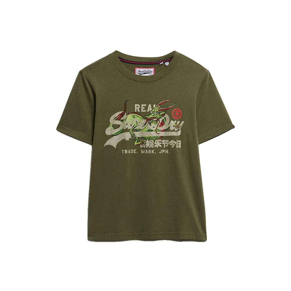 

Футболка с коротким рукавом Superdry Tokyo Vl Relaxed Fit, зеленый