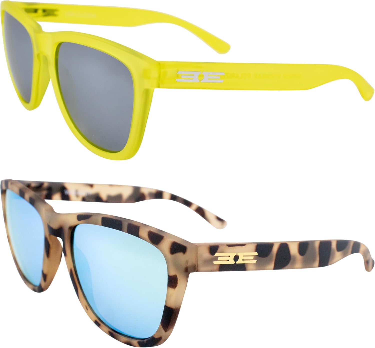

Солнцезащитные очки Epoch Eyewear Vibe с поляризацией, женские и мужские, 2 пары: неоново-желтые с серебристыми зеркальными линзами и кремовые полупрозрачные с бирюзовыми зеркальными линзами, Yellow-silver/Demi-teal