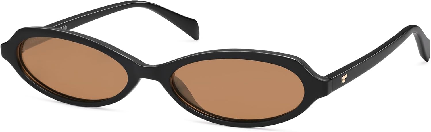 

Поляризованные ретро-солнцезащитные очки VANLINKER овальной формы для женщин, маленькие, стильные, в винтажном стиле 90-х, модные, узкие, в стиле Y2K, VL9873, C2 Black Frame/Brown Lenses