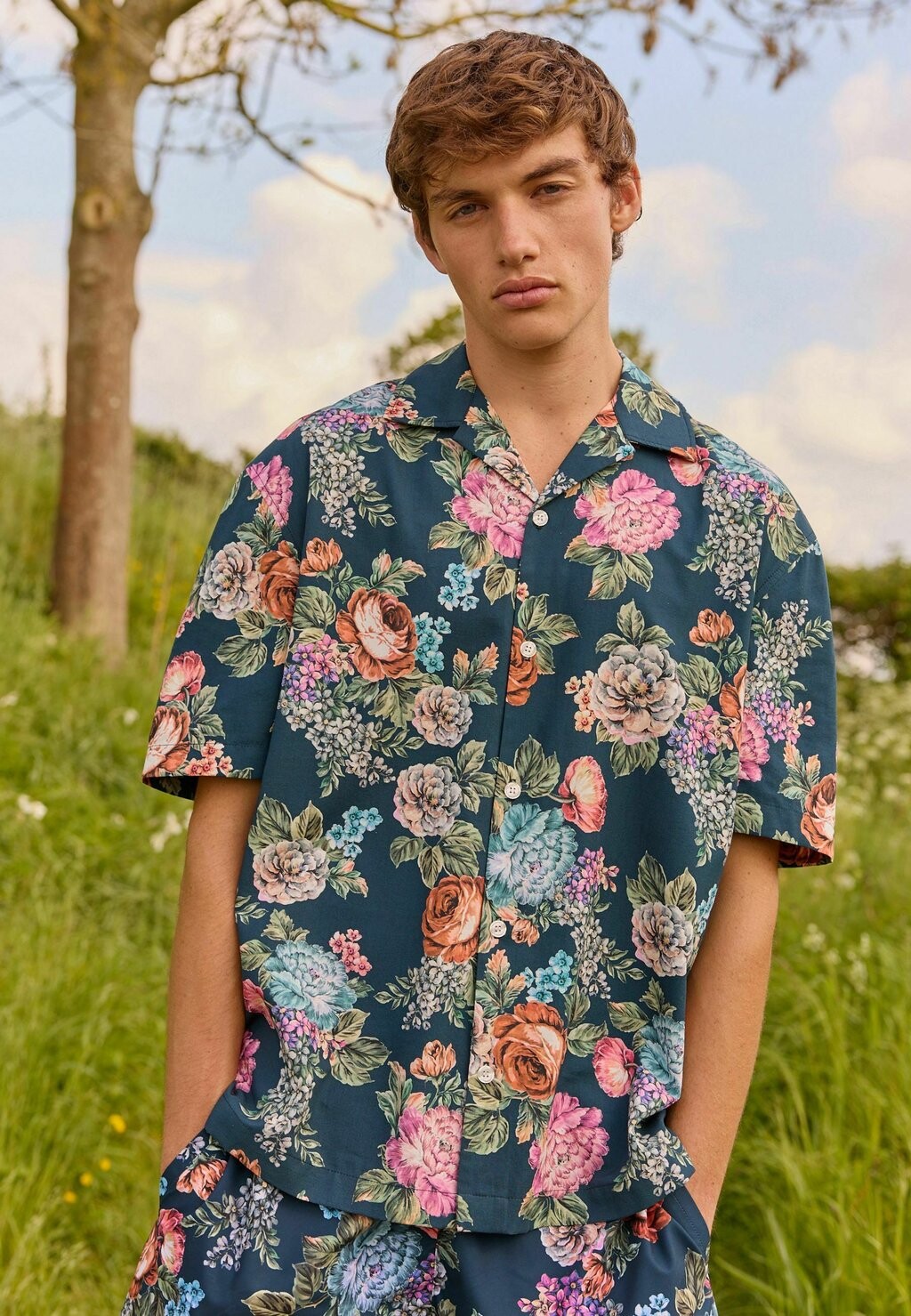 

Рубашка SHORT SLEEVE FLORAL, REGULAR FIT Next, синий
