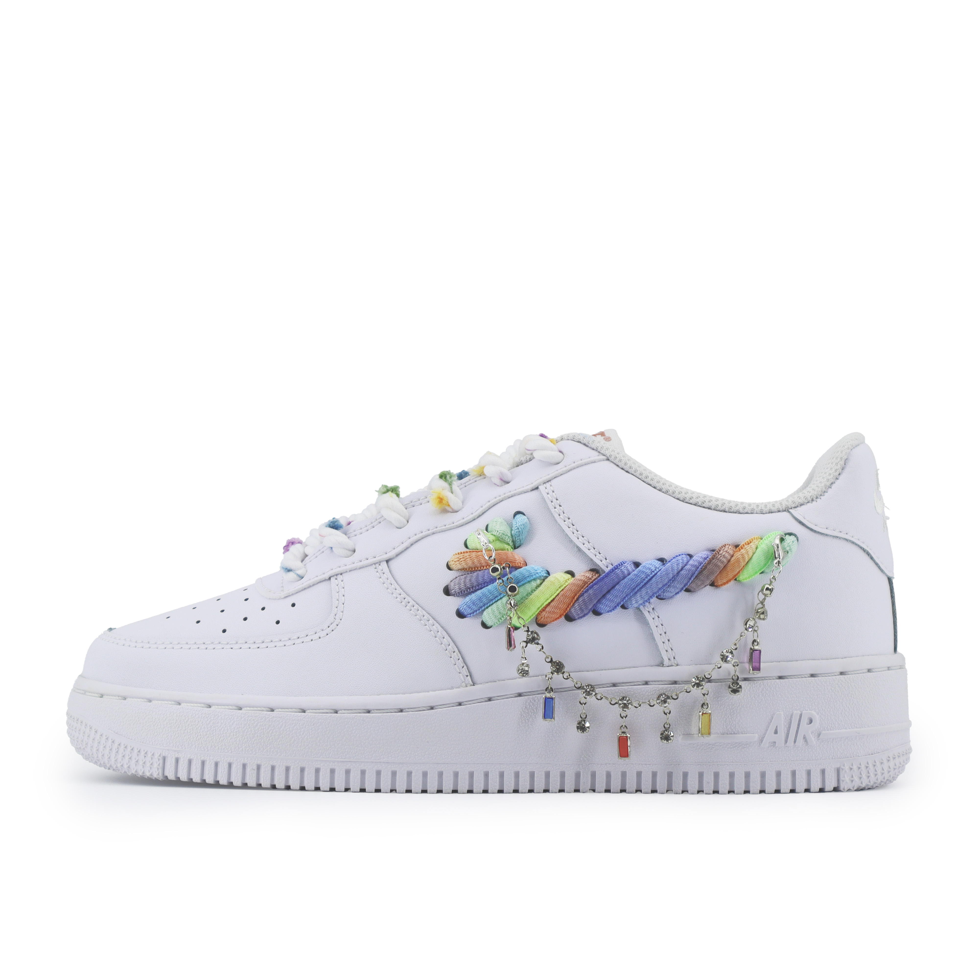 

Кроссовки Air Force 1 Rainbow Chain с противоскользящей подошвой, износостойкие, для детей и подростков Nike, белый/мультиколор