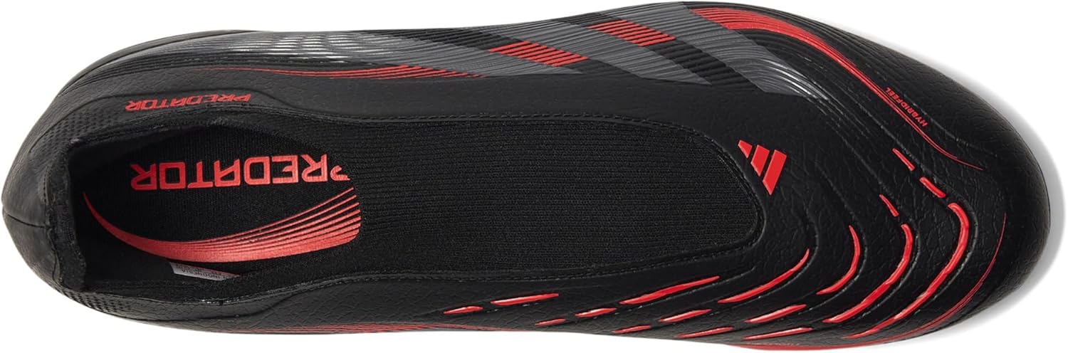Детские кроссовки Adidas F50 League без шнурков для твердых/универсальных покрытий (унисекс), черный/красный/серый/ярко-красный — фото 3