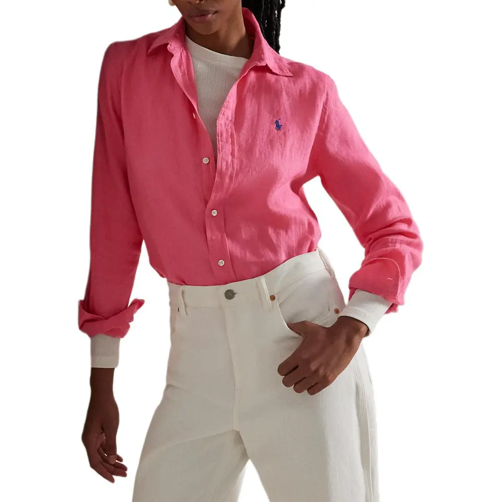 Поло пони льняная рубашка Polo Ralph Lauren, красный — фото 3