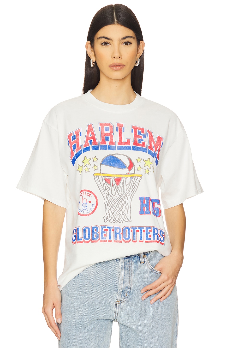 

Футболка свободного кроя со звездами harlem globetrotters Philcos, бежевый