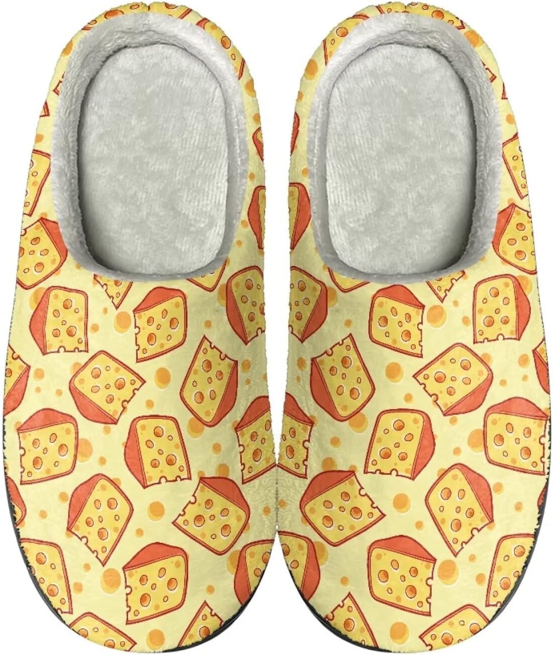 

Милые мультяшные фланелевые тапочки Howilath унисекс, теплые и дышащие хлопковые тапочки с противоскользящей подошвой, Cartoon Cheese