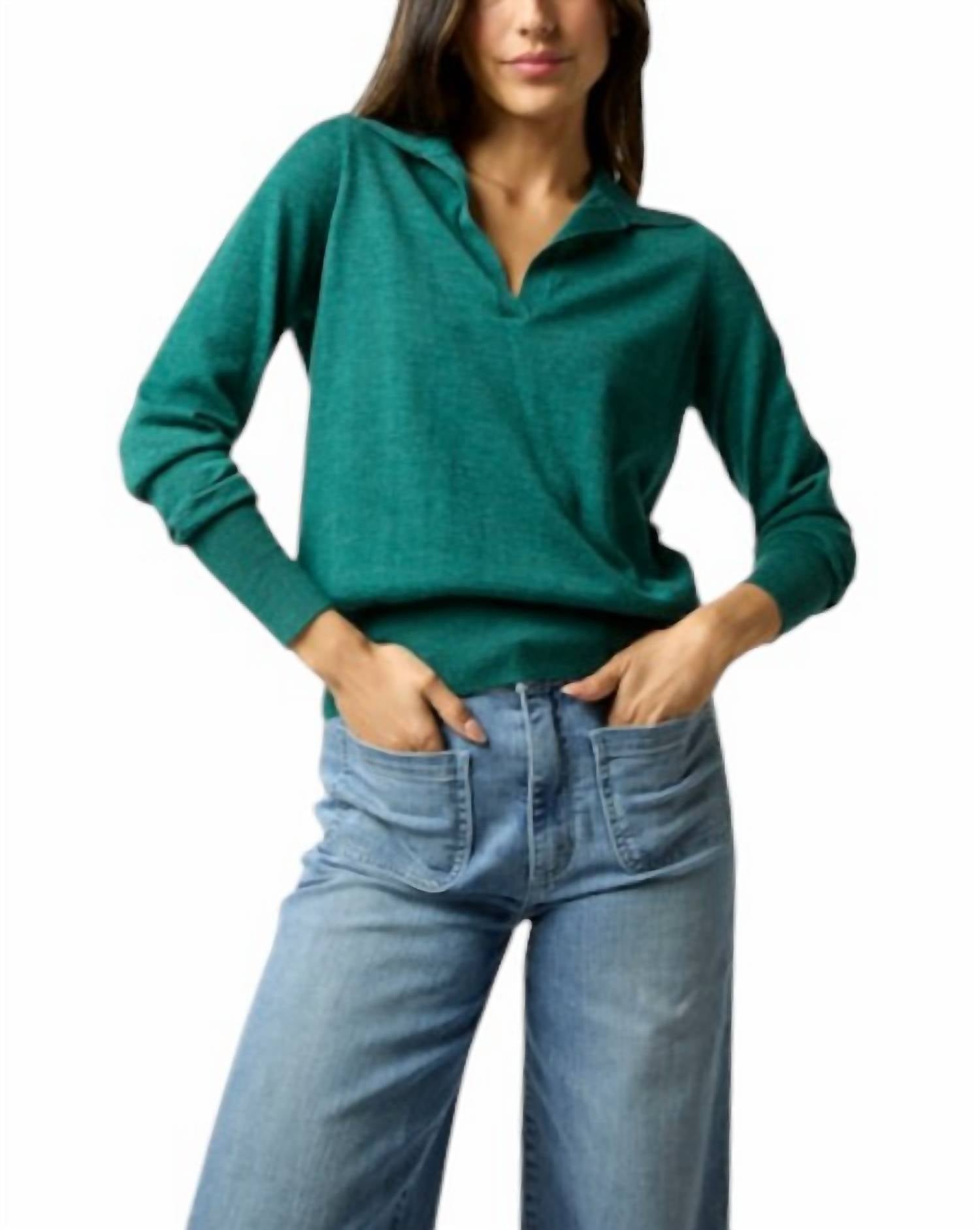 

Свитер Alida Johnny-Collar в цвете Highland Green Ann Mashburn