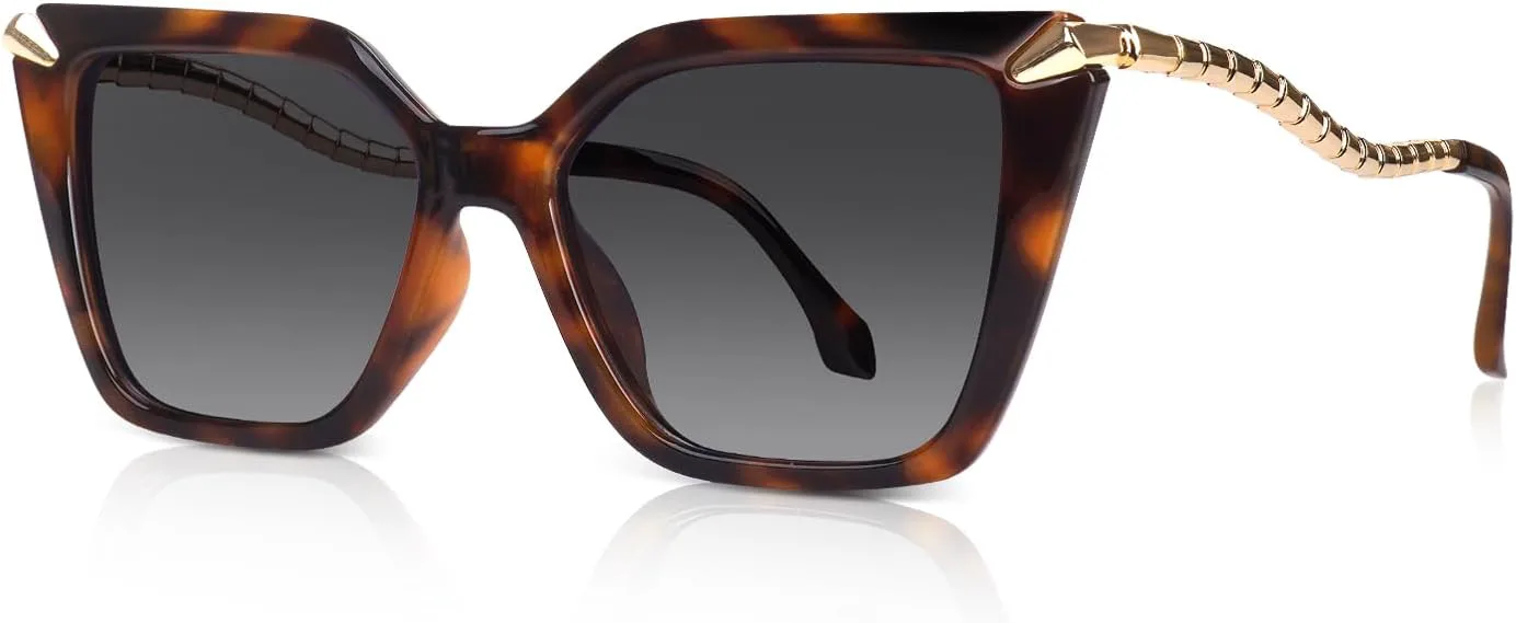 

Солнцезащитные очки DrRelax Big Square для женщин, ретро-модель, поляризованные, с металлическим покрытием, защита от УФ-излучения UV 400, Tortoise/ Gradient Grey