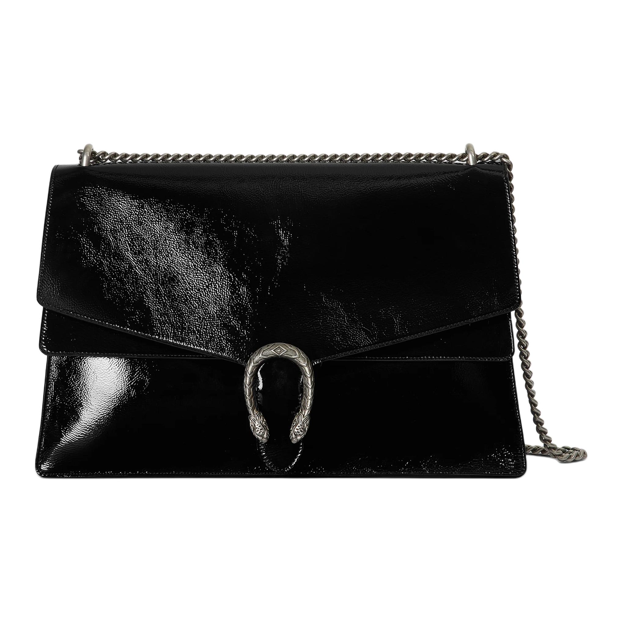 

Gucci Женская сумка-кроссбоди Dionysus из лакированной кожи, большого размера, черная