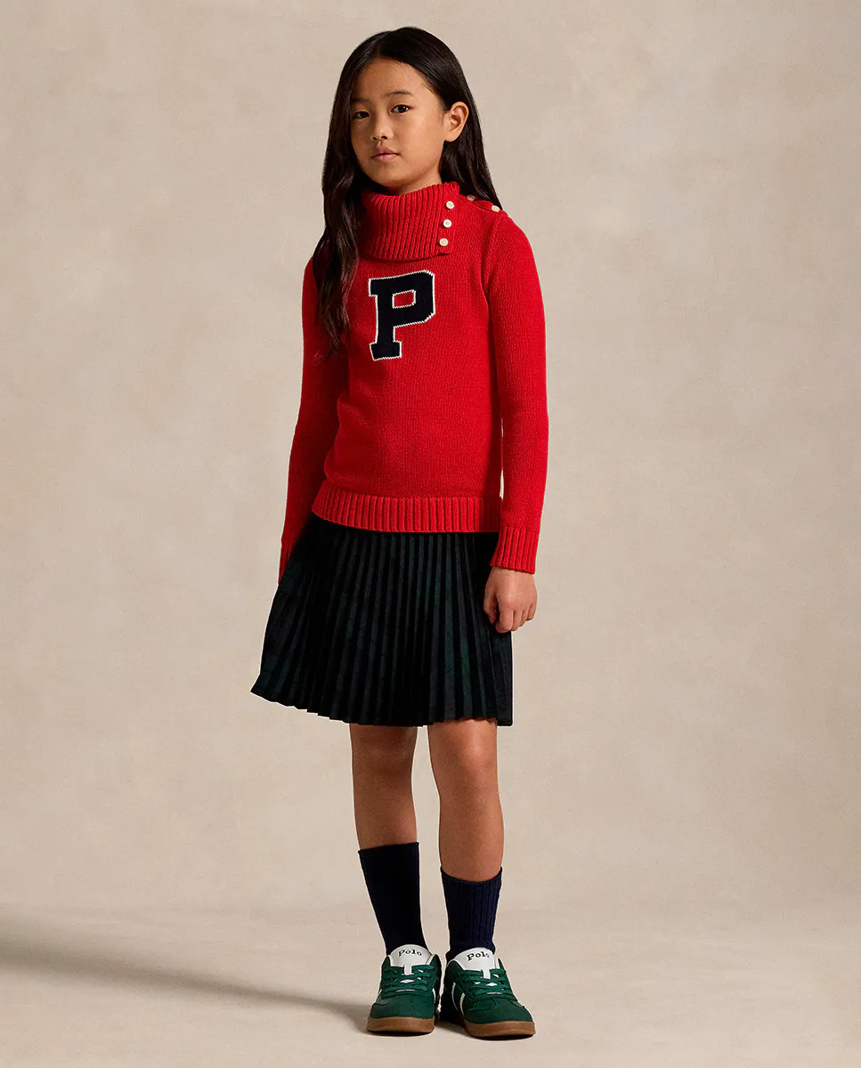 

Красное хлопковое платье для девочки Polo Ralph Lauren