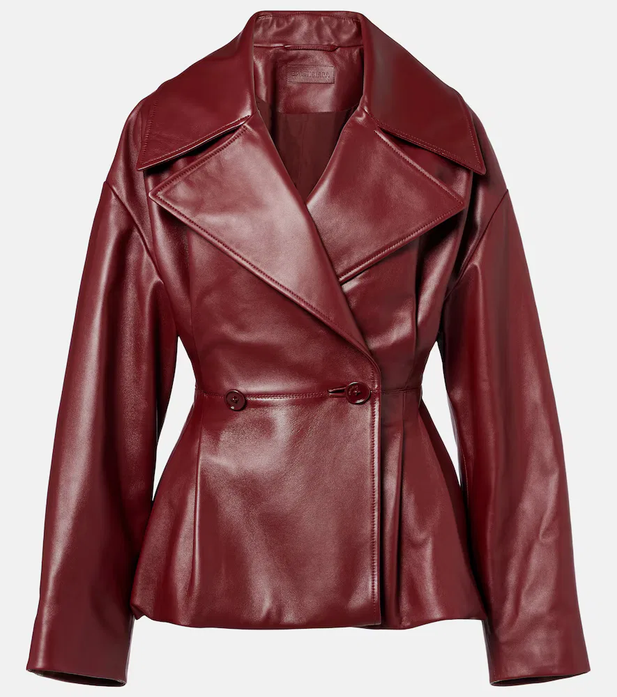 Кожаная куртка Balenciaga, бургунди