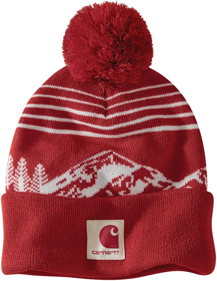 

Carhartt Men's 106335 Вязаная помпонная шапка Mountain Beanie, Crabapple