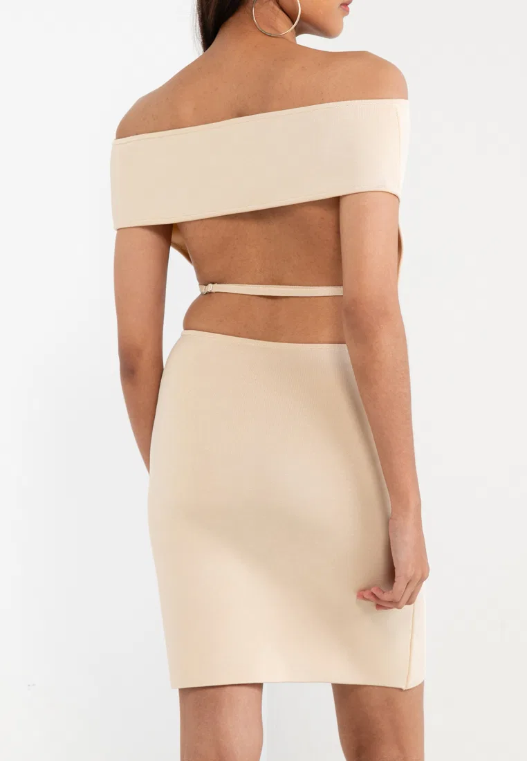 Платье Cubista, трикотажное, облегающее, La Robe Jacquemus, бежевый — фото 2