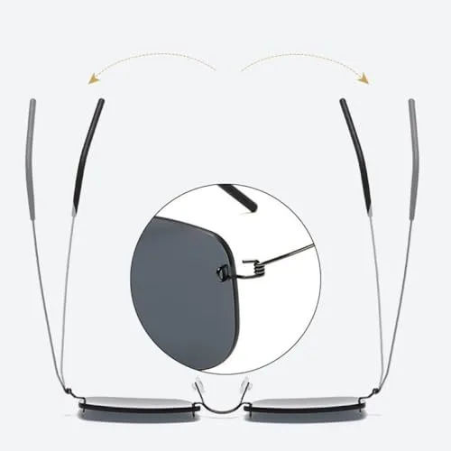 

Солнцезащитные очки без винтов для женщин и мужчин, квадратная форма, ультралегкие, без оправы, градиентный дизайн, защита от УФ-излучения MTZJH, Gradient Silver