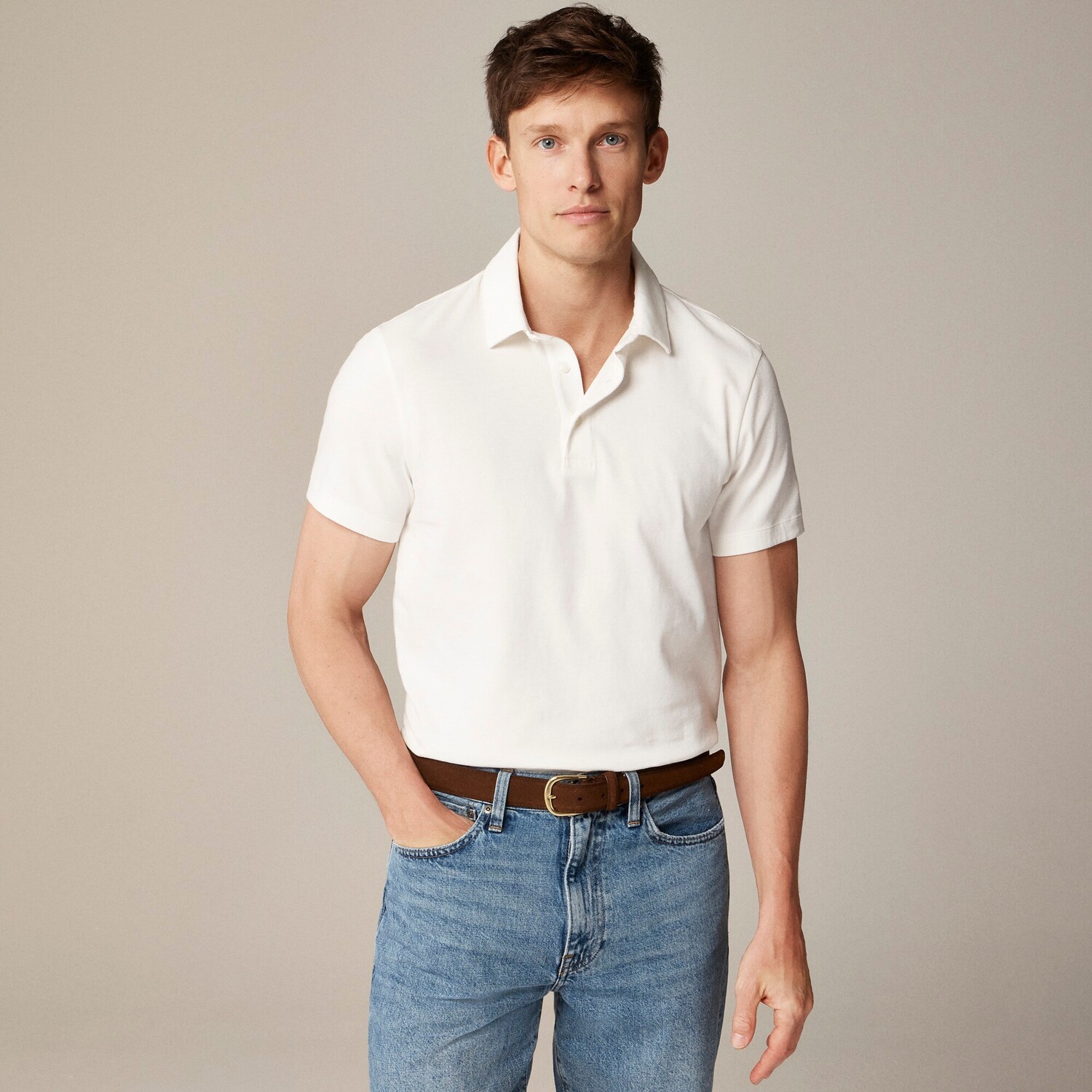 

Рубашка-Поло из замшевого хлопка J.Crew, белый