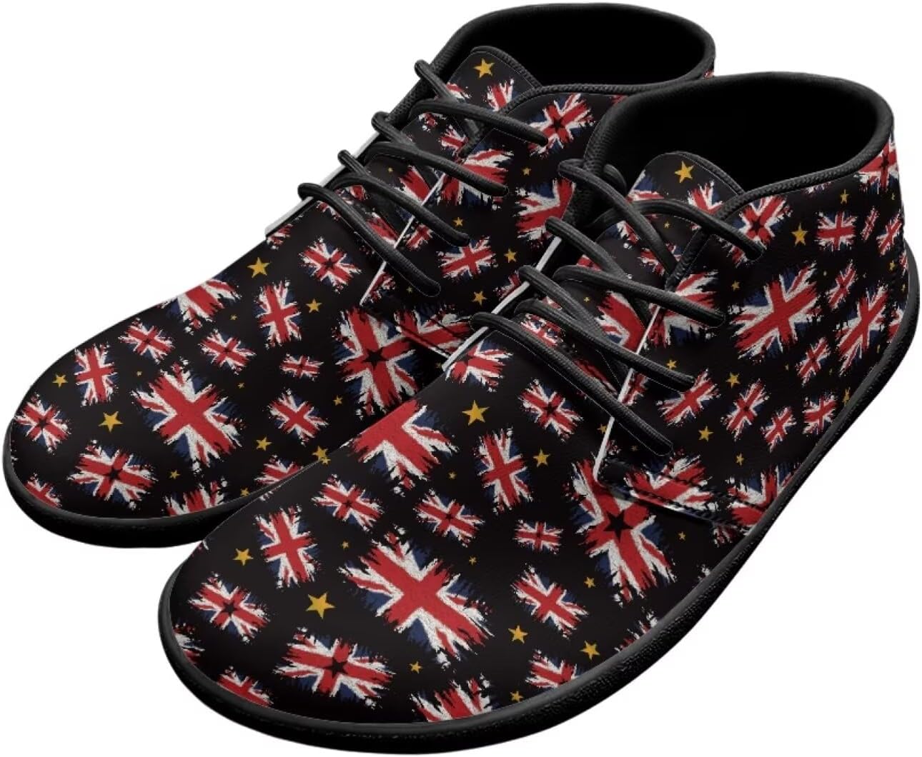 

Мужские водонепроницаемые ботинки Forchrinse White Baseball, кроссовки средней высоты - повседневные спортивные бейсбольные туфли для мужчин, для помещений и улицы, кожаные с резиновой подошвой, British Flag