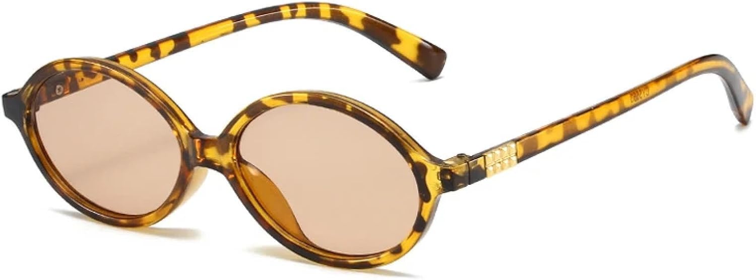 

Солнцезащитные очки с защитой от УФ-излучения UV400 | Овальная маленькая оправа в стиле панк | для женщин и мужчин, для занятий спортом на открытом воздухе и вождения DSVIGF, Leopard-lightbrown