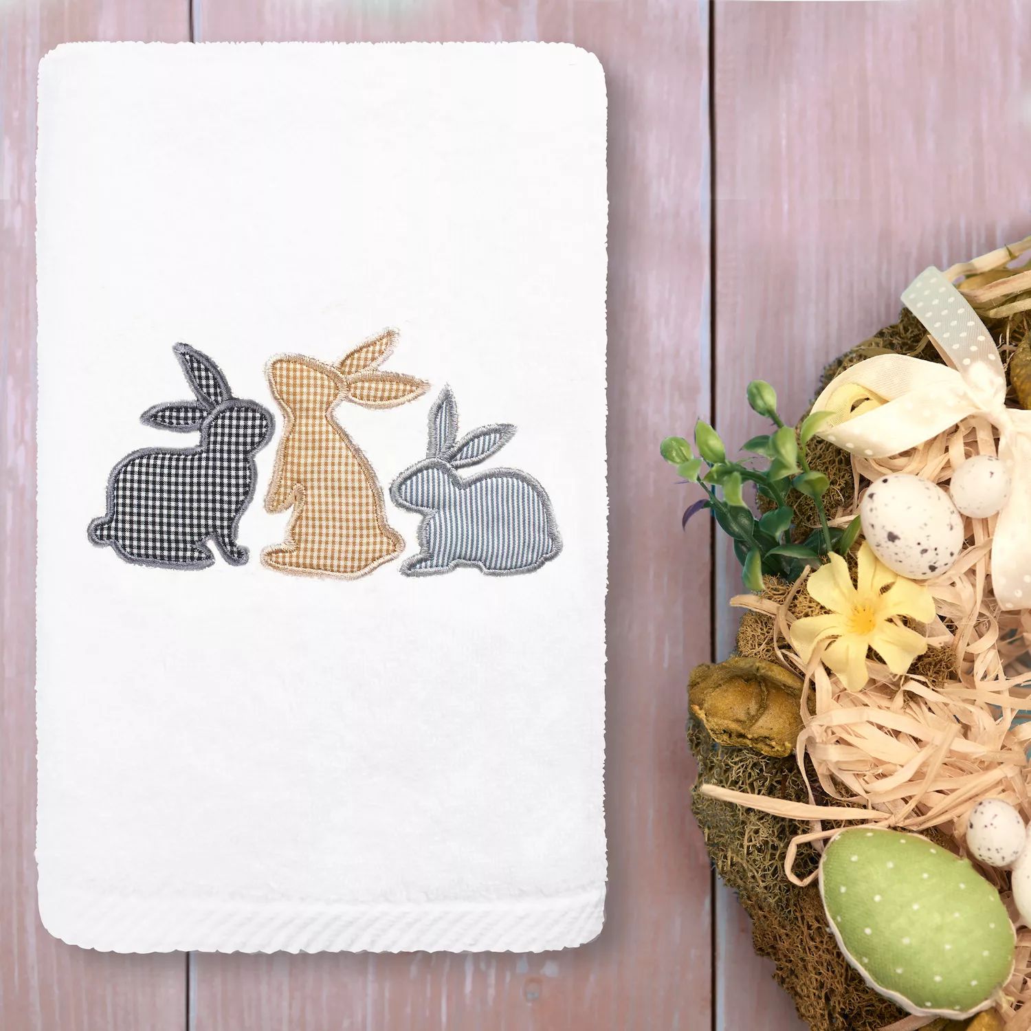 

Linum Home Textiles Bunny Row Вышитое роскошное турецкое хлопковое полотенце для рук, белый