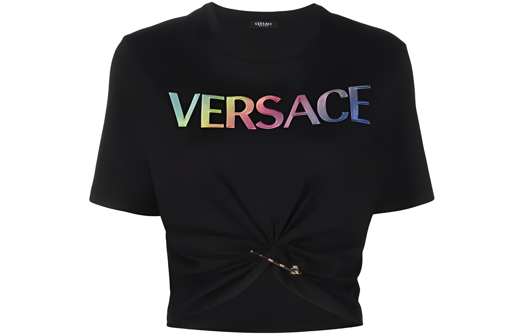 

Футболка с логотипом в виде булавки 'Black' VERSACE