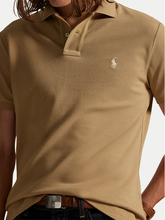 Поло custom slim fit 710680784332 Polo Ralph Lauren, бежевый — фото 4