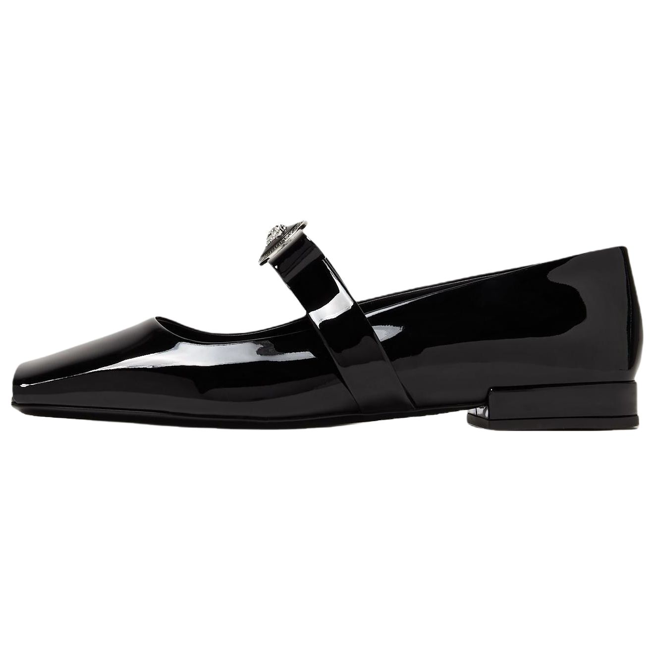 Кожаные балетки с головой Медузы VERSACE, черные