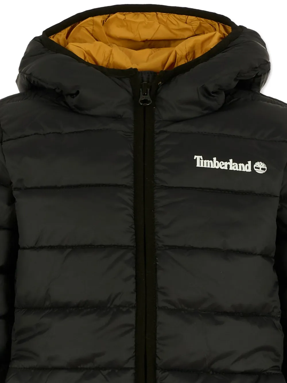 Стеганая куртка с капюшоном и логотипом Timberland Kids, черный — фото 3